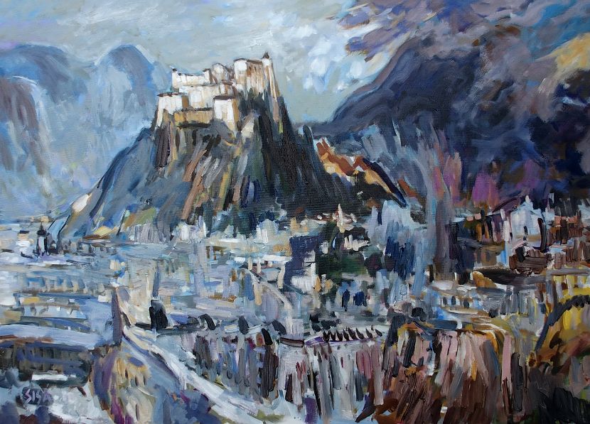 SALZBURG, ÖL auf Leinen, 80 x 110 cm